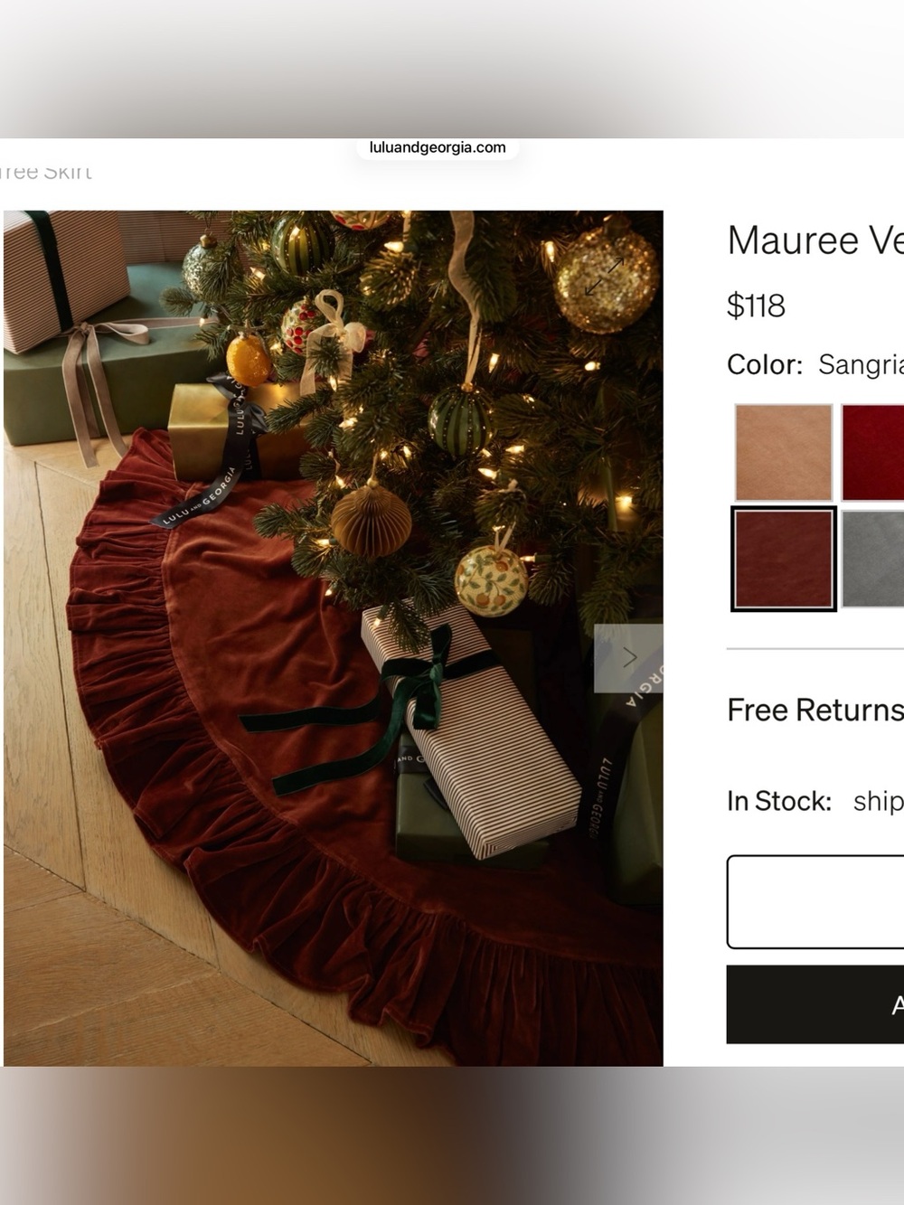 EUC Lulu and Georgia Mauree velvet tree skirt